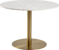 Eettafel Menno Marmer Wit Ø105cm Gouden Onderstel - Giga Living