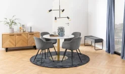 Eettafel Menno Marmer Wit Ø105cm Gouden Onderstel - Giga Living