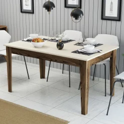 Eettafel Milan Crème/Walnoot met Opbergruimte 145cm