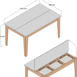 Eettafel Milan Crème/Walnoot met Opbergruimte 145cm
