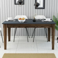 Eettafel Milan Walnoot/Antraciet met Opbergruimte 145cm