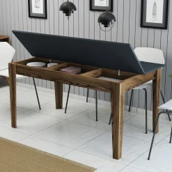 Eettafel Milan Walnoot/Antraciet met Opbergruimte 145cm