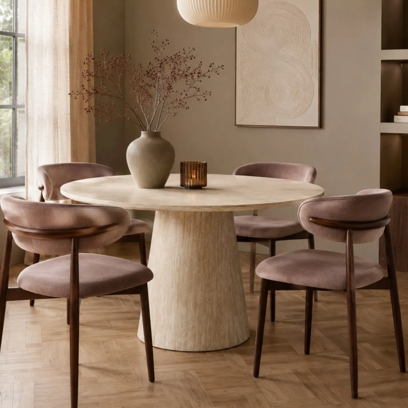 Eettafel Mira Travertinlook Rond 120cm - Giga Meubel