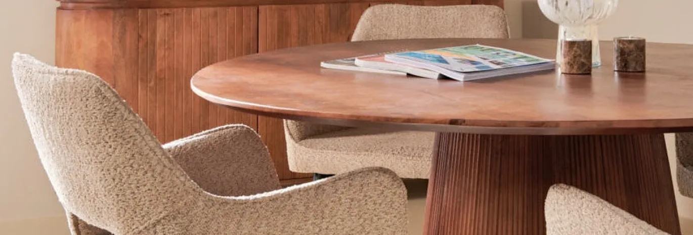 Eettafel Mokka Lichtbruin Ø120cm - Giga Meubel