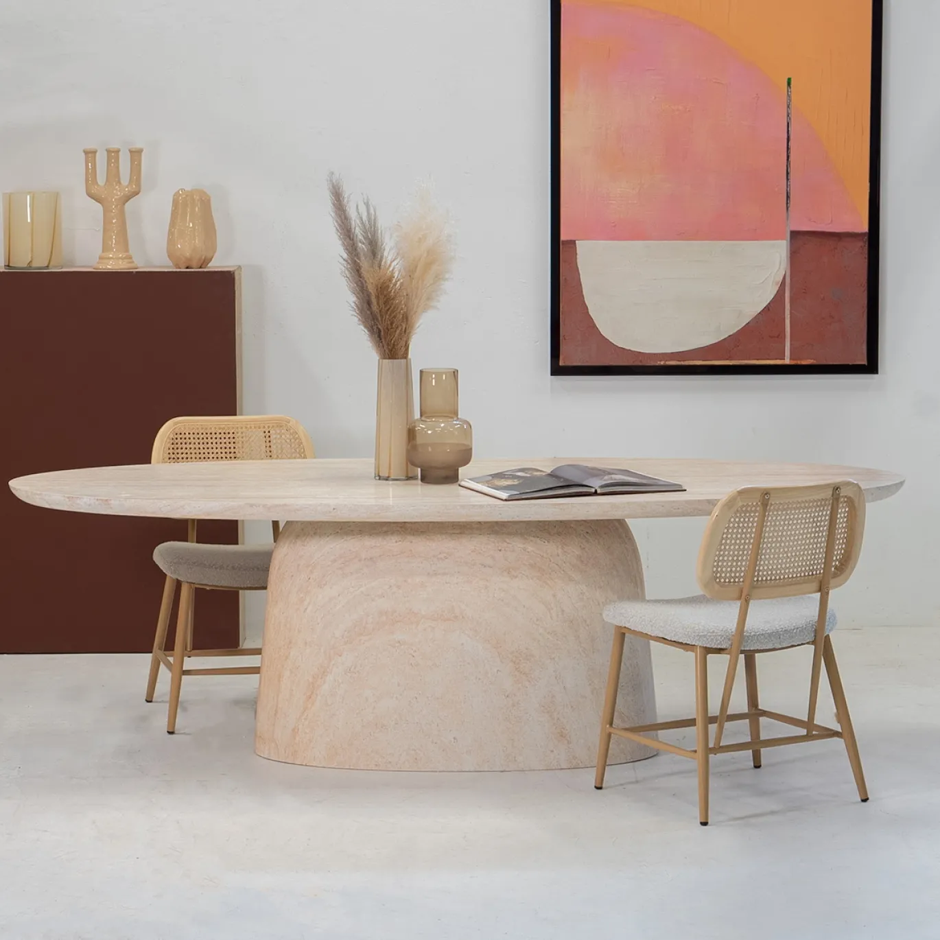 Eettafel Myrna Ovaal Travertin 300cm - Giga Meubel