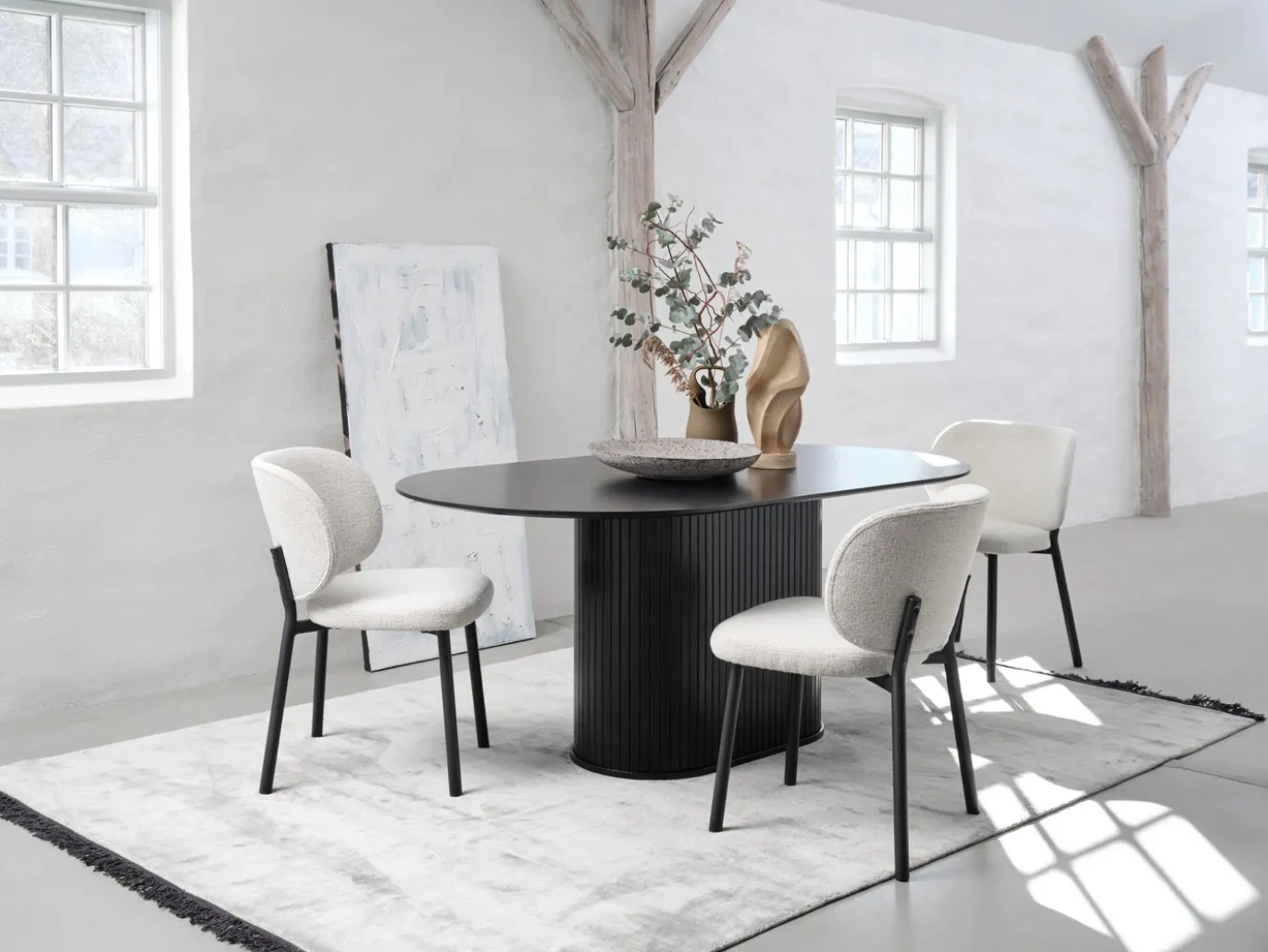 Eettafel Nola Ovaal Zwart Eiken 95x180cm - Giga Living