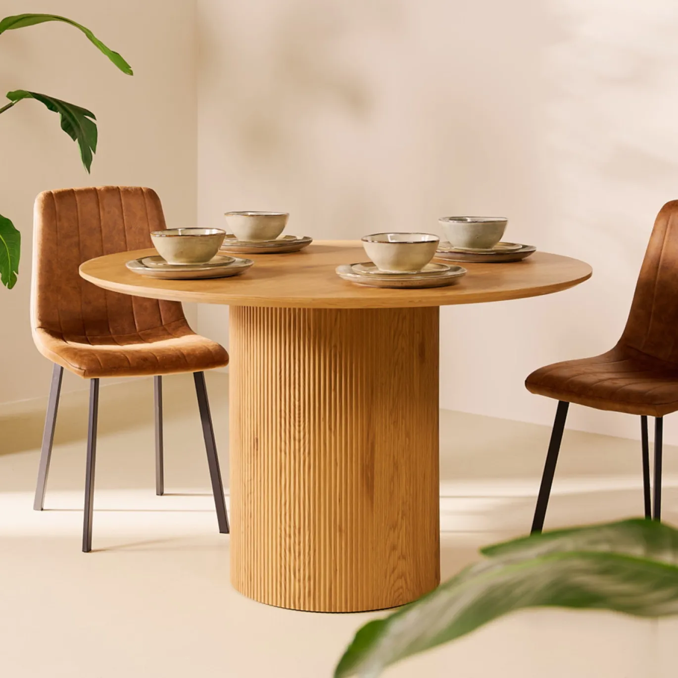 Eettafel Nora Naturel Ø120cm - Giga Meubel