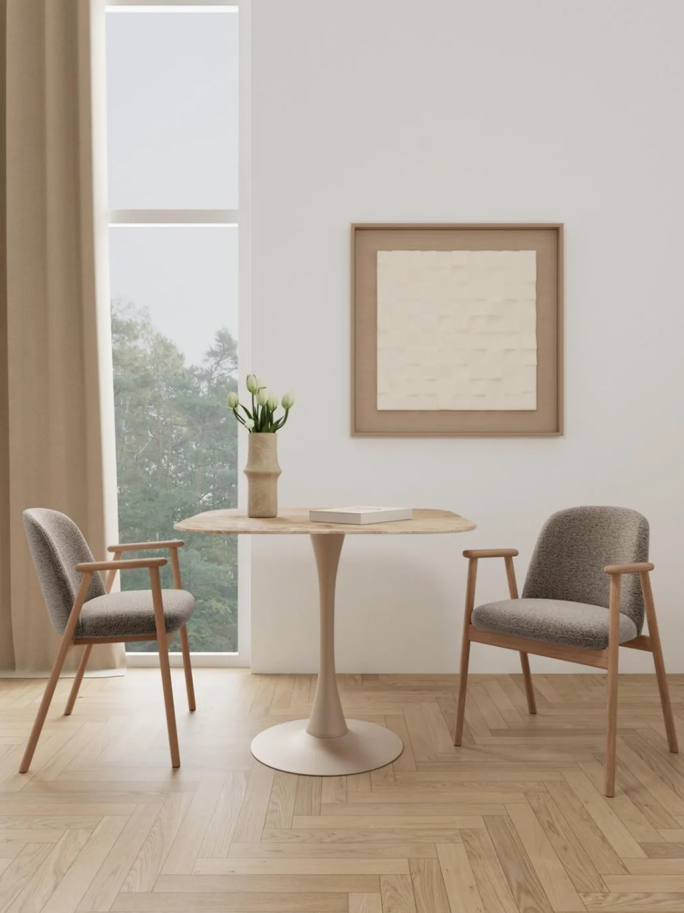 Eettafel Orin Keramiek Bruin 90cm - Giga Living