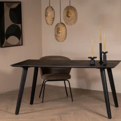 Eettafel Oslo Mangohout Zwart 160cm - Giga Meubel