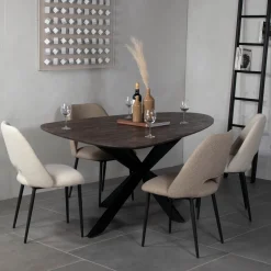 Eettafel Owen Kiezel Bruin Matrix-poot 200cm - Giga Meubel