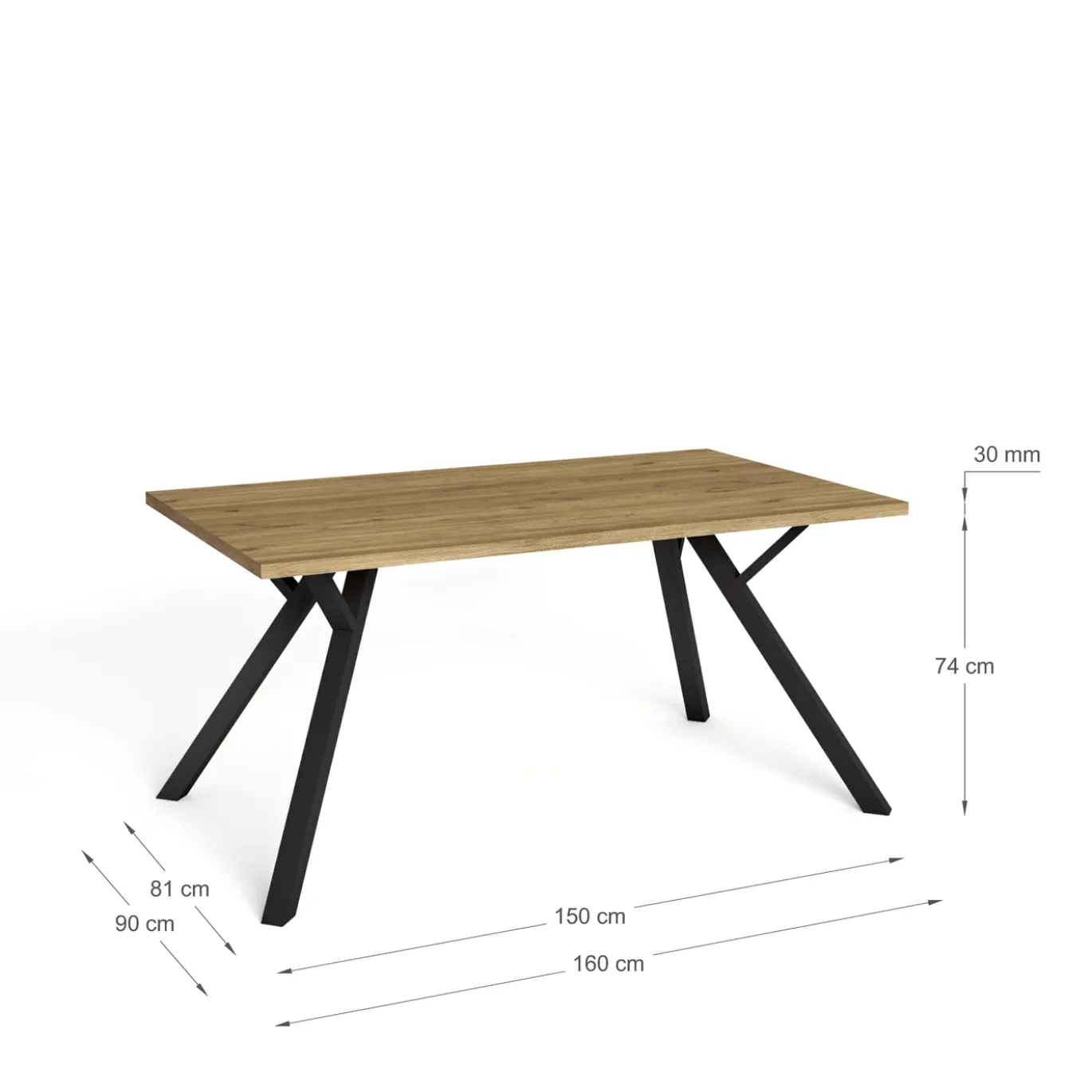 Eettafel Paola 160x90 Naturel - Giga Meubel