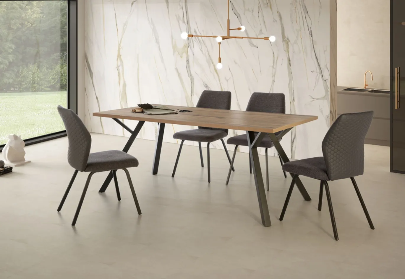 Eettafel Paola 160x90 Walnoot Sabi - Giga Meubel