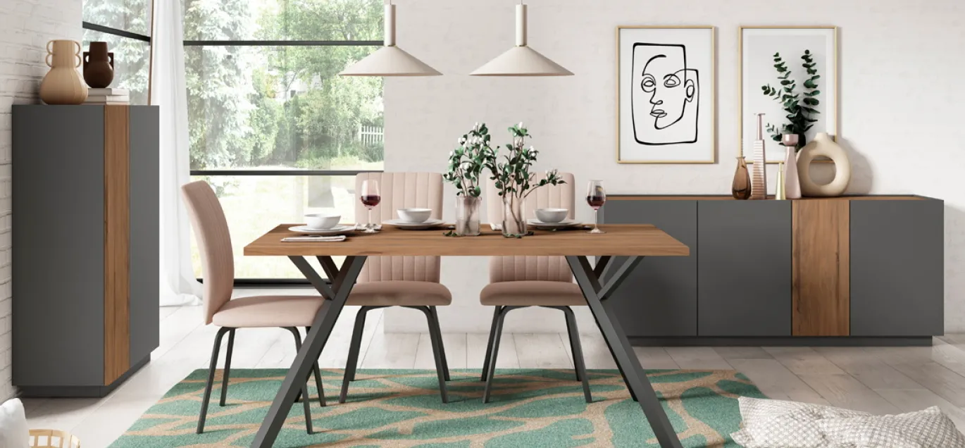 Eettafel Paola 160x90 Walnoot Sabi - Giga Meubel