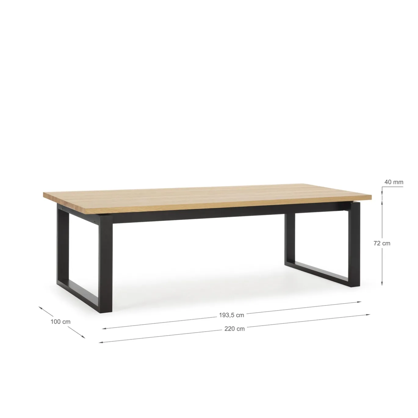 Eettafel Rina 220cm Eiken Zwart - Giga Meubel