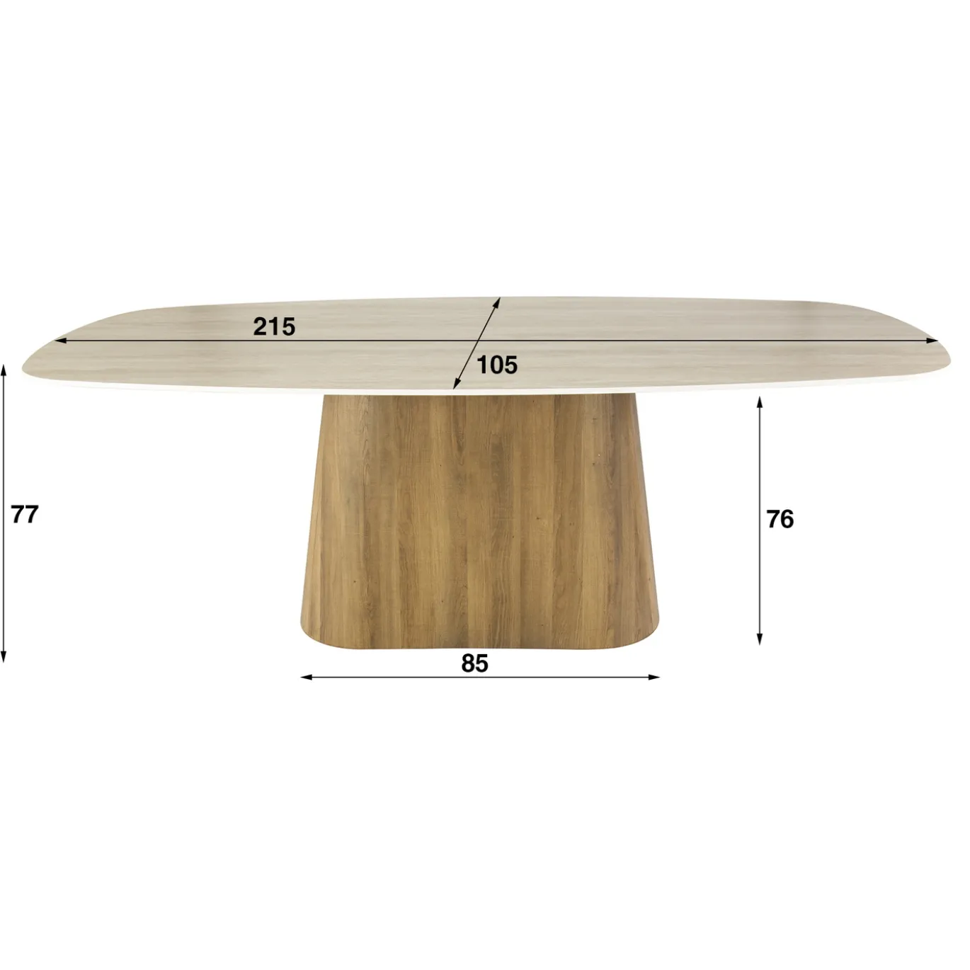 Eettafel Romano Centro Deens Ovaal 215cm 3d Keramiek Travertin - Giga Meubel
