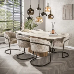 Eettafel Romano Centro Deens Ovaal 215cm 3d Keramiek Travertin - Giga Meubel