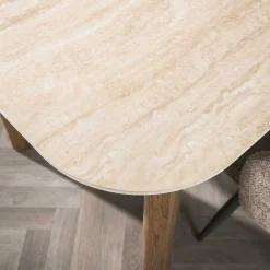 Eettafel Romano Curvo 180cm Keramiek Travertin - Giga Meubel