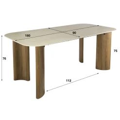 Eettafel Romano Curvo 180cm Keramiek Travertin - Giga Meubel