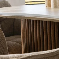 Eettafel Romano Niervormig 215cm 3d Keramiek Travertin - Giga Meubel
