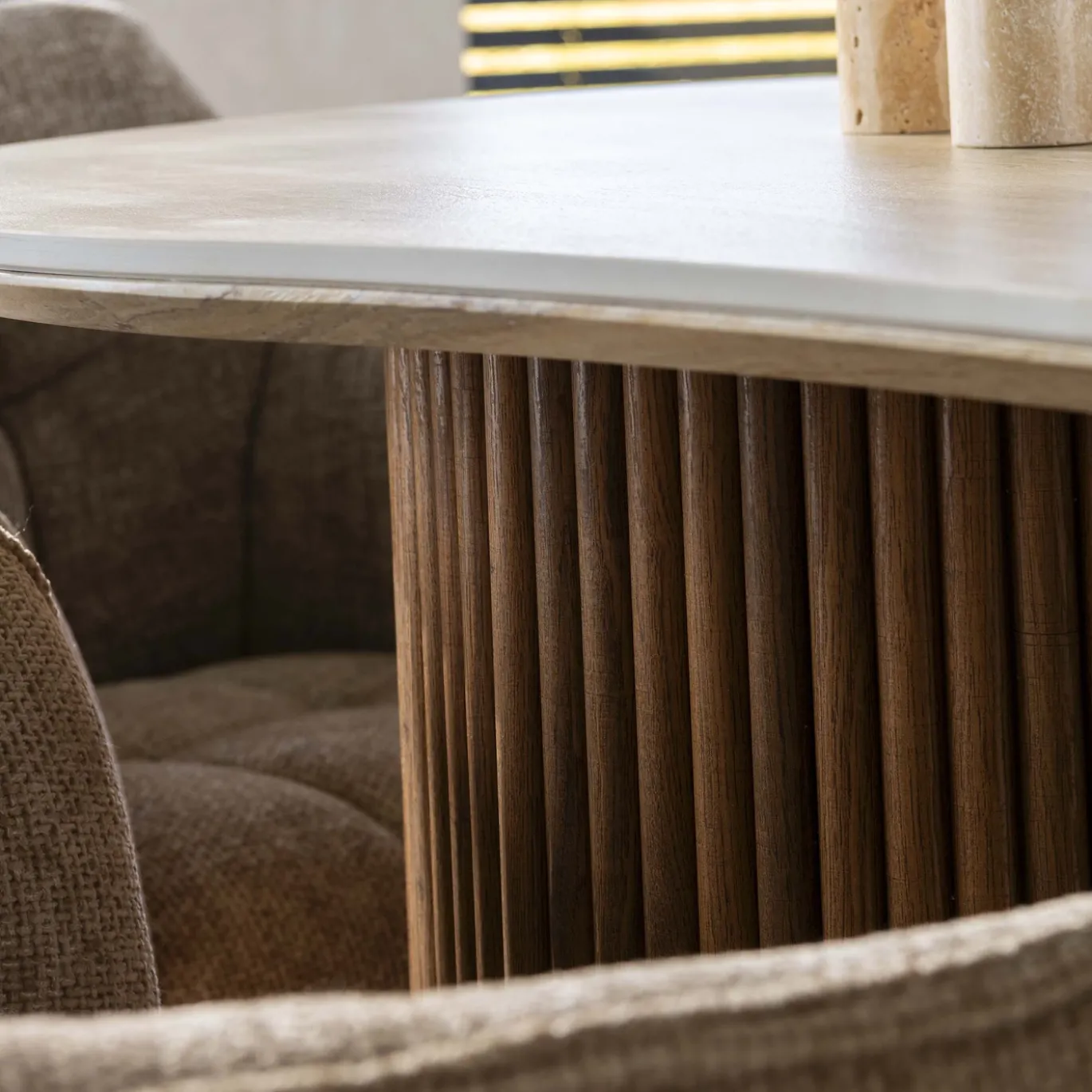 Eettafel Romano Niervormig 215cm 3d Keramiek Travertin - Giga Meubel
