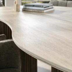 Eettafel Romano Niervormig 215cm 3d Keramiek Travertin - Giga Meubel