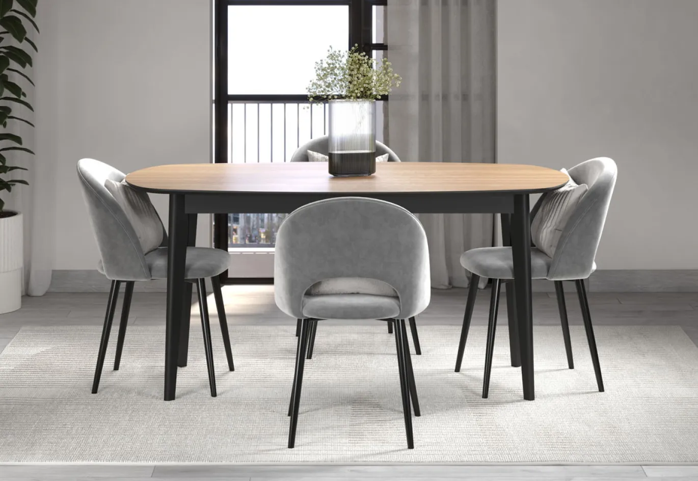 Eettafel Ronin Naturel/Zwart 160cm