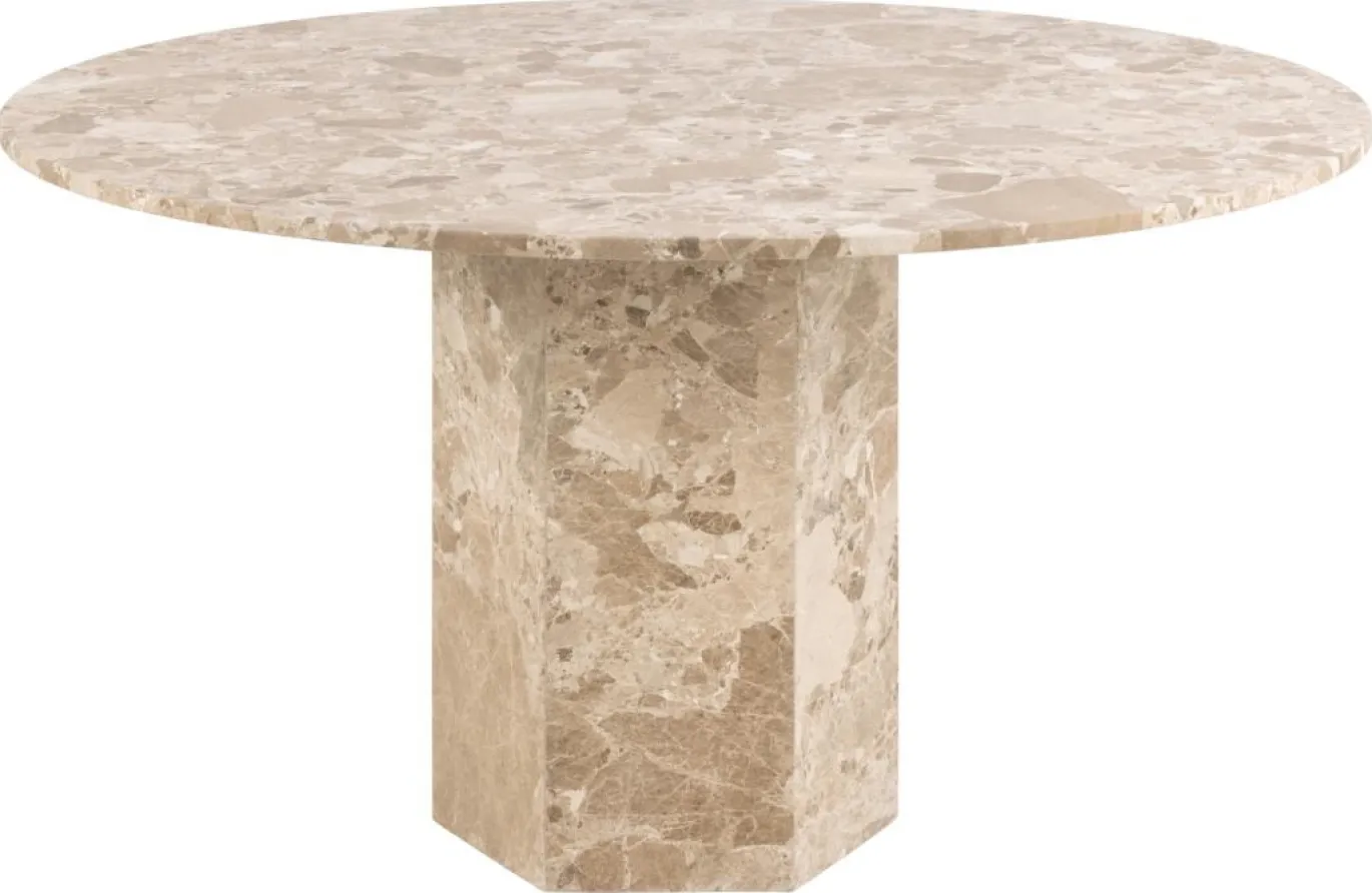 Eettafel Rovan Marmer Bruin Latte Ø130x75cm - Giga Living