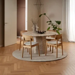 Eettafel Rovan Marmer Bruin Latte Ø130x75cm - Giga Living