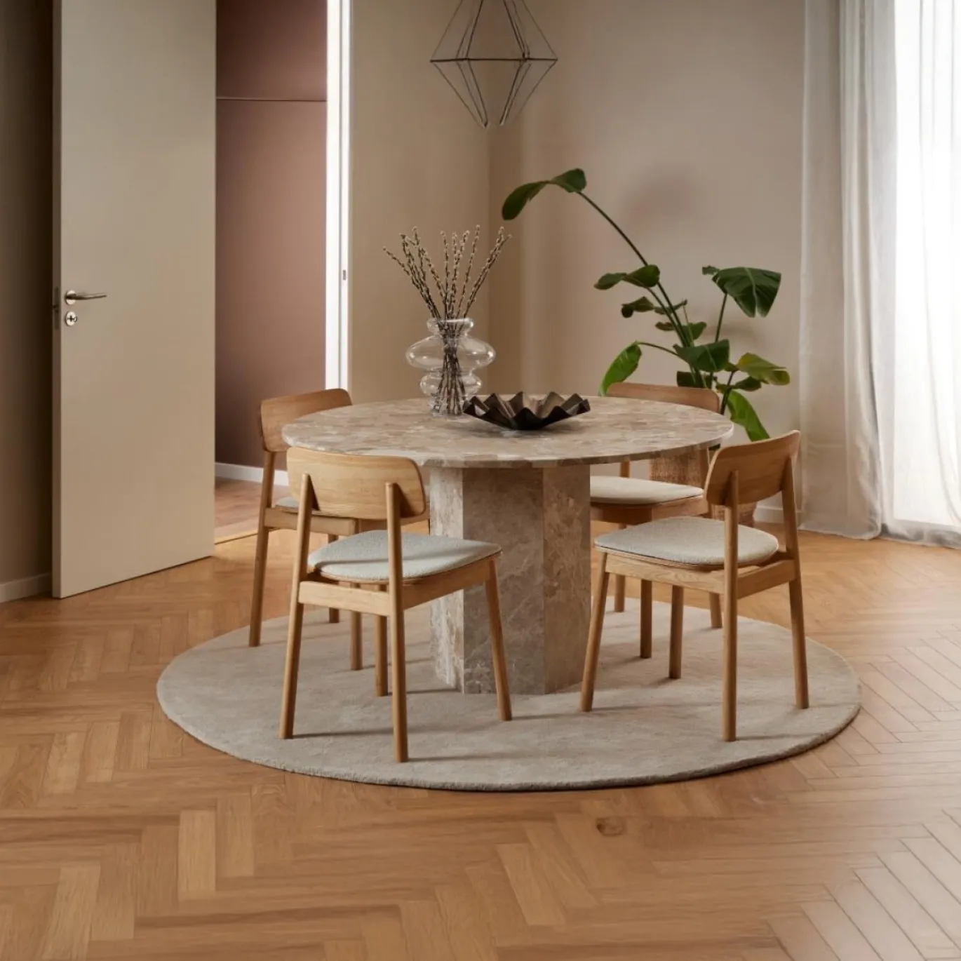 Eettafel Rovan Marmer Bruin Latte Ø130x75cm - Giga Living