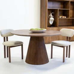 Eettafel Salvador Walnoot Rond 130cm - Giga Meubel