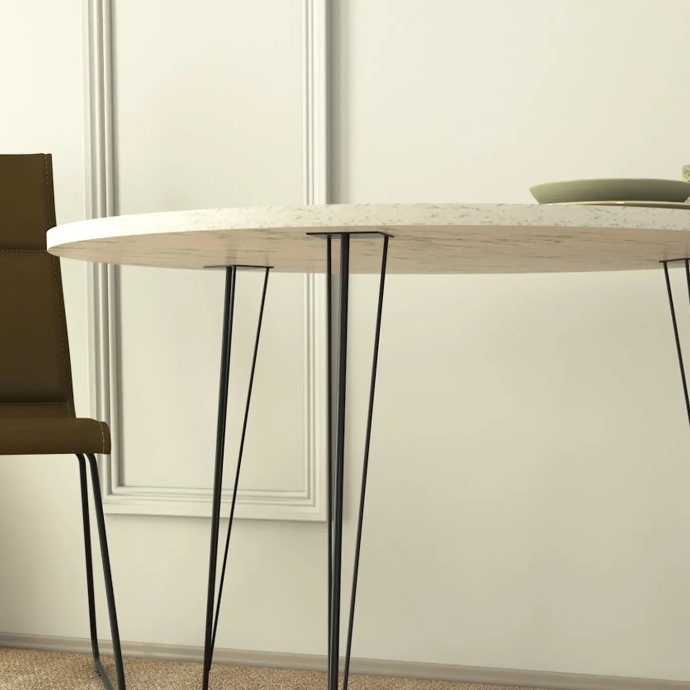 Eettafel Sandalf Wit Marmerlook Ø90cm