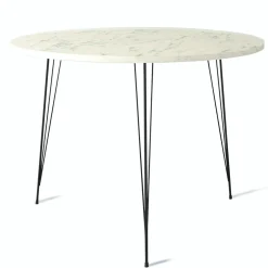 Eettafel Sandalf Wit Marmerlook Ø90cm