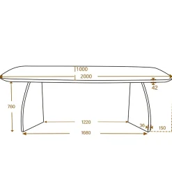 Eettafel Savanah Walnoot Deens Ovaal 200cm - Giga Meubel