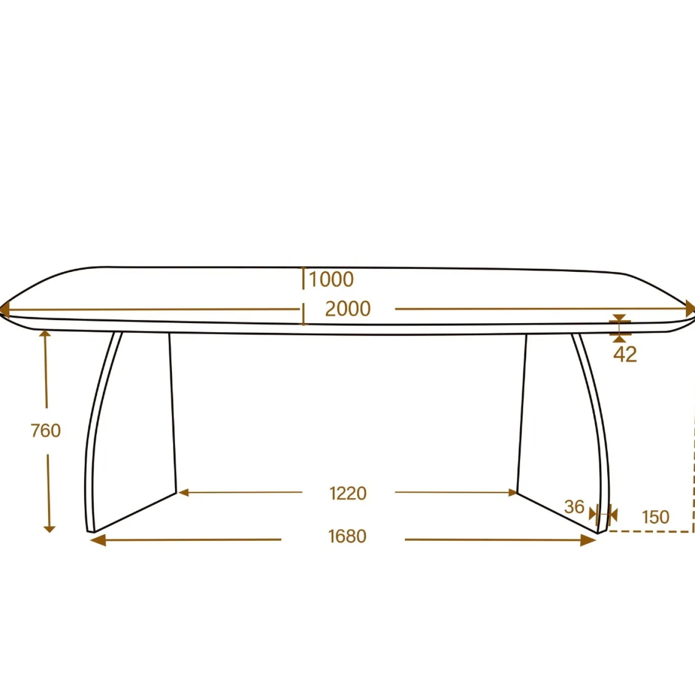Eettafel Savanah Walnoot Deens Ovaal 200cm - Giga Meubel