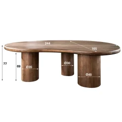 Eettafel Sculpture Organisch Acacia Bruin 240cm - Giga Meubel