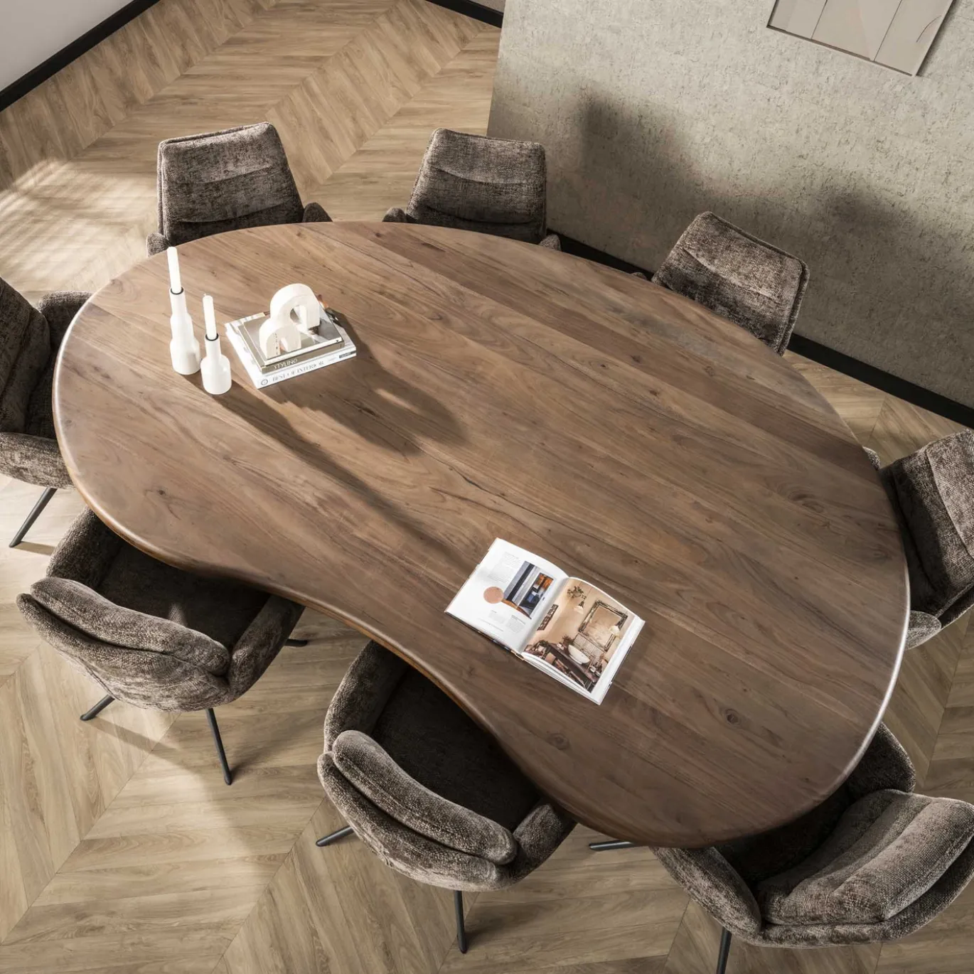 Eettafel Sculpture Organisch Acacia Bruin 240cm - Giga Meubel