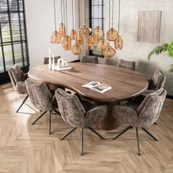 Eettafel Sculpture Organisch Acacia Bruin 240cm - Giga Meubel