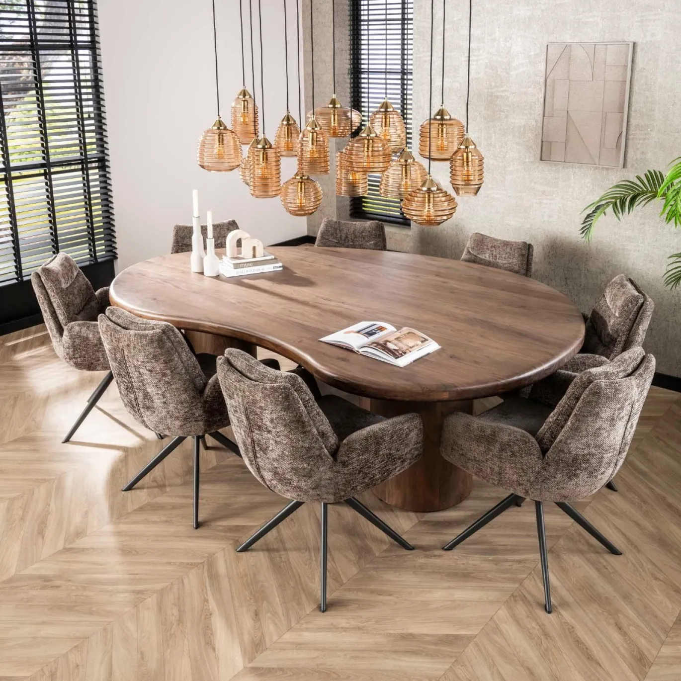 Eettafel Sculpture Organisch Acacia Bruin 240cm - Giga Meubel