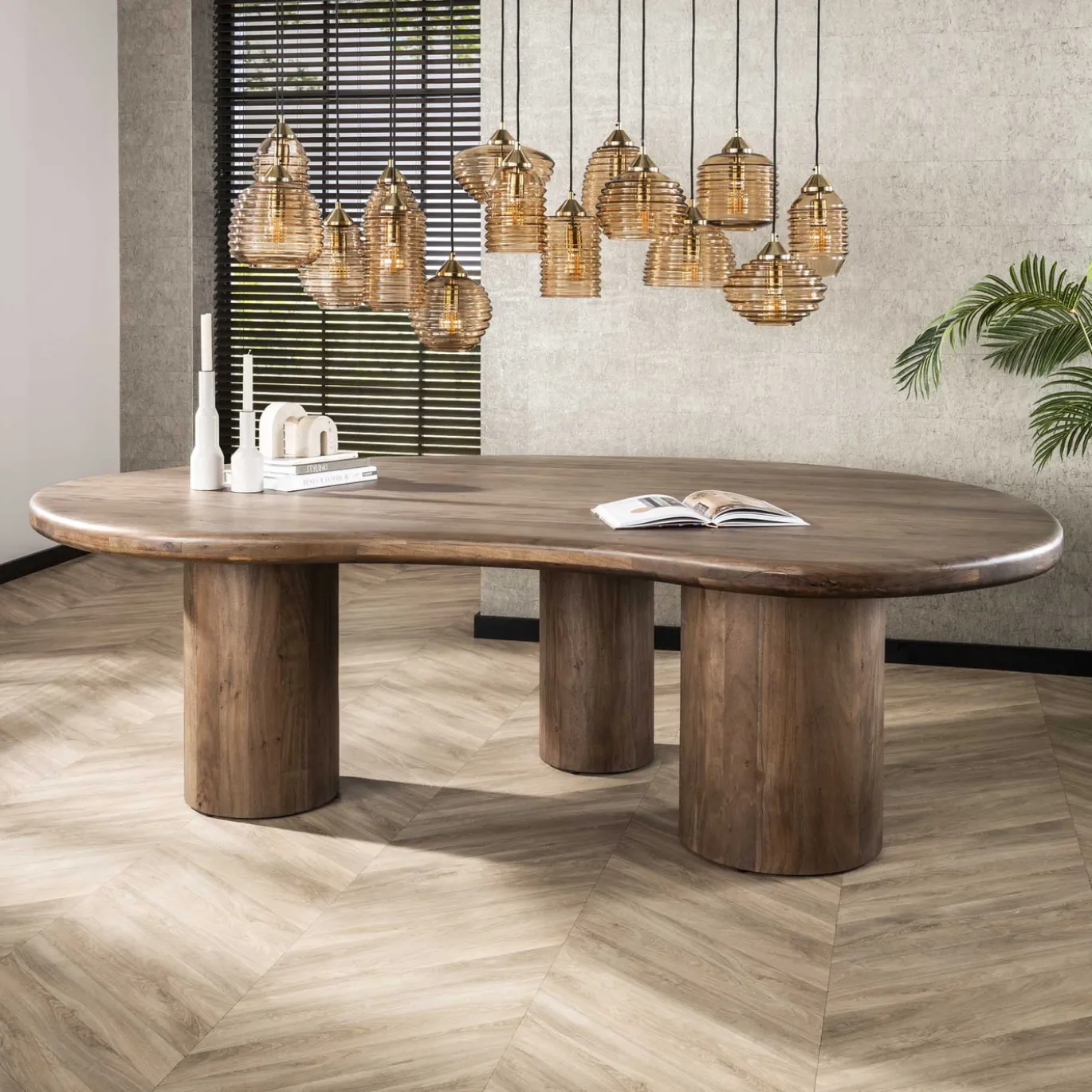 Eettafel Sculpture Organisch Acacia Bruin 240cm - Giga Meubel