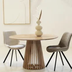 Eettafel Seppe Naturel Rond 120cm Acaciahout - Giga Meubel