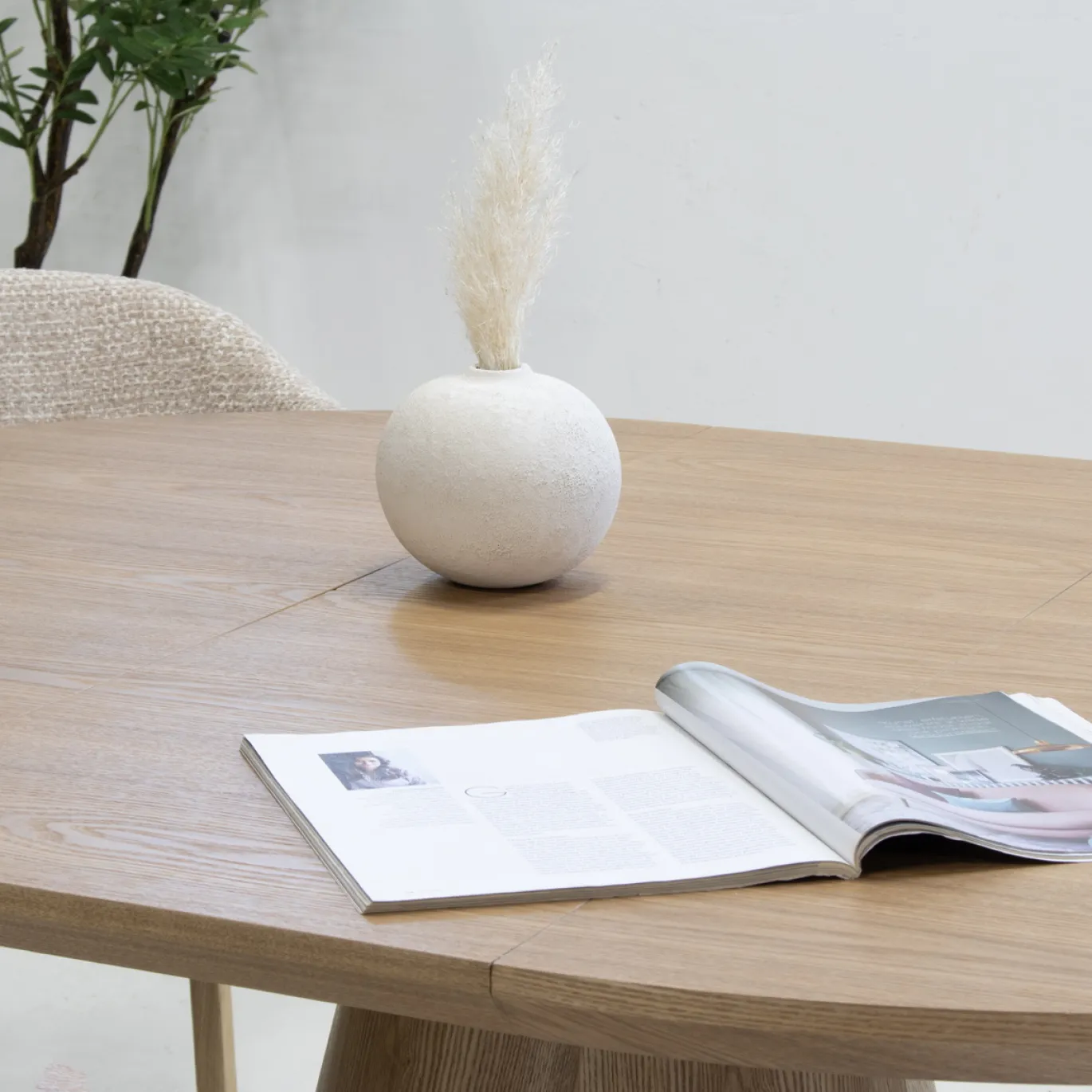 Eettafel Sivan Naturel Rond Uitschuifbaar 120-160cm - Giga Meubel