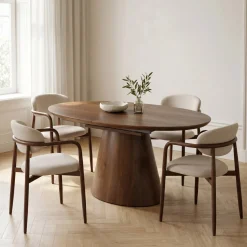 Eettafel Sivan Walnoot Ovaal Uitschuifbaar 160-200cm - Giga Meubel