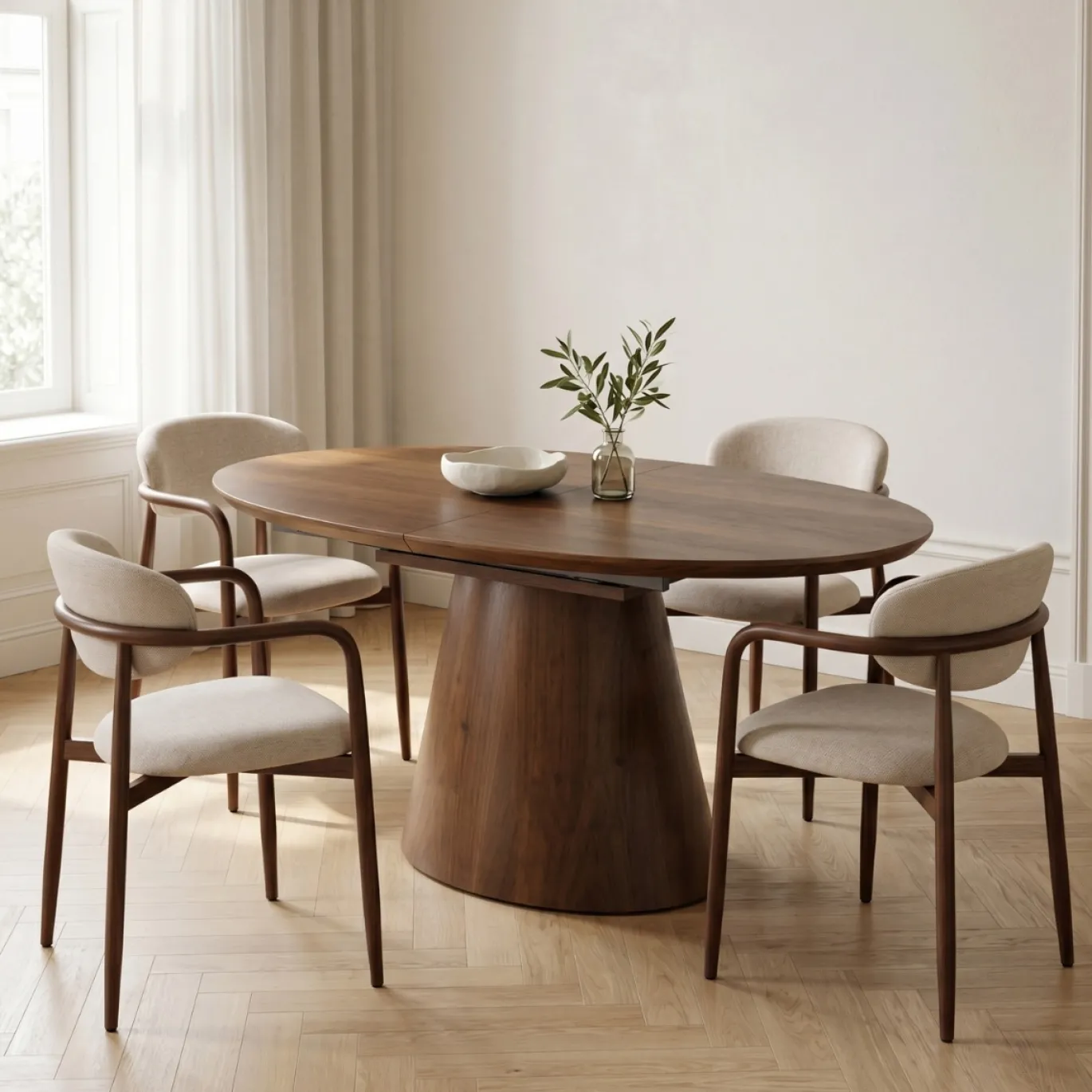 Eettafel Sivan Walnoot Ovaal Uitschuifbaar 160-200cm - Giga Meubel