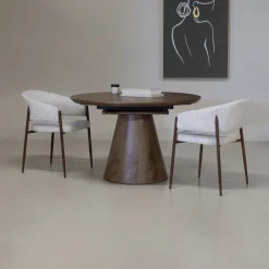 Eettafel Sivan Walnoot Rond Uitschuifbaar 120-160cm - Giga Meubel