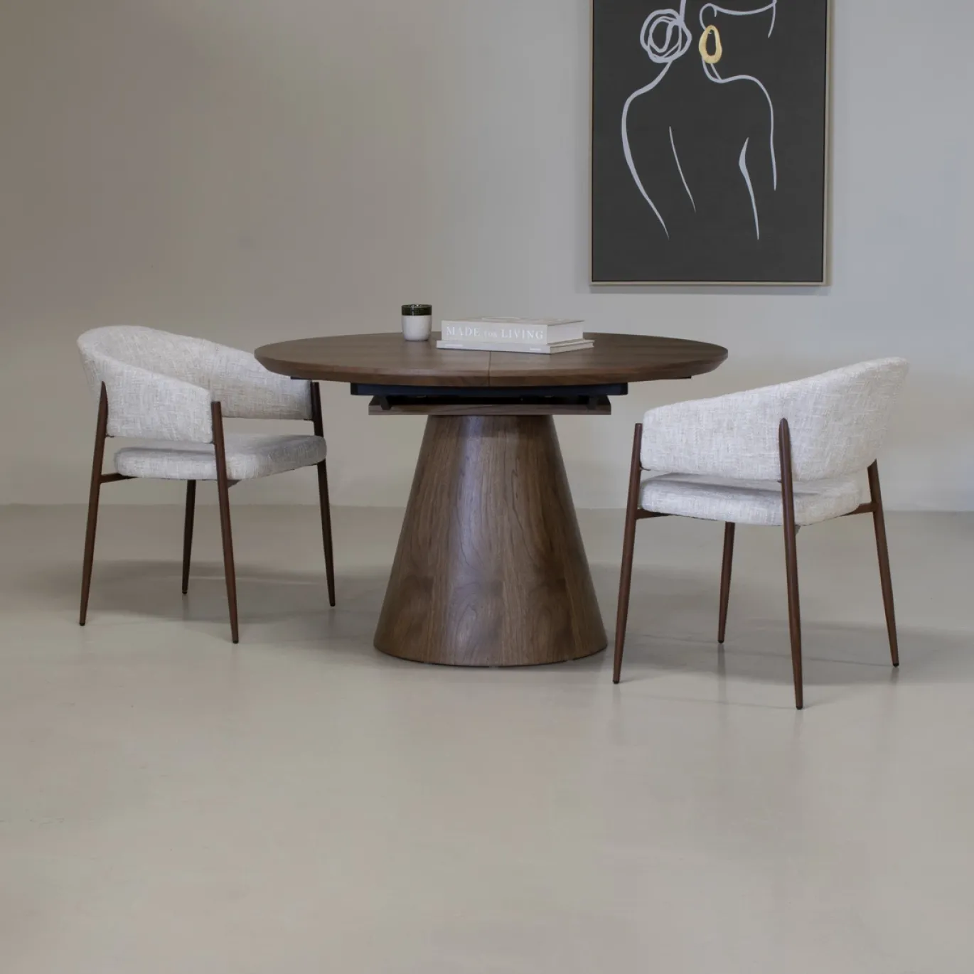 Eettafel Sivan Walnoot Rond Uitschuifbaar 120-160cm - Giga Meubel