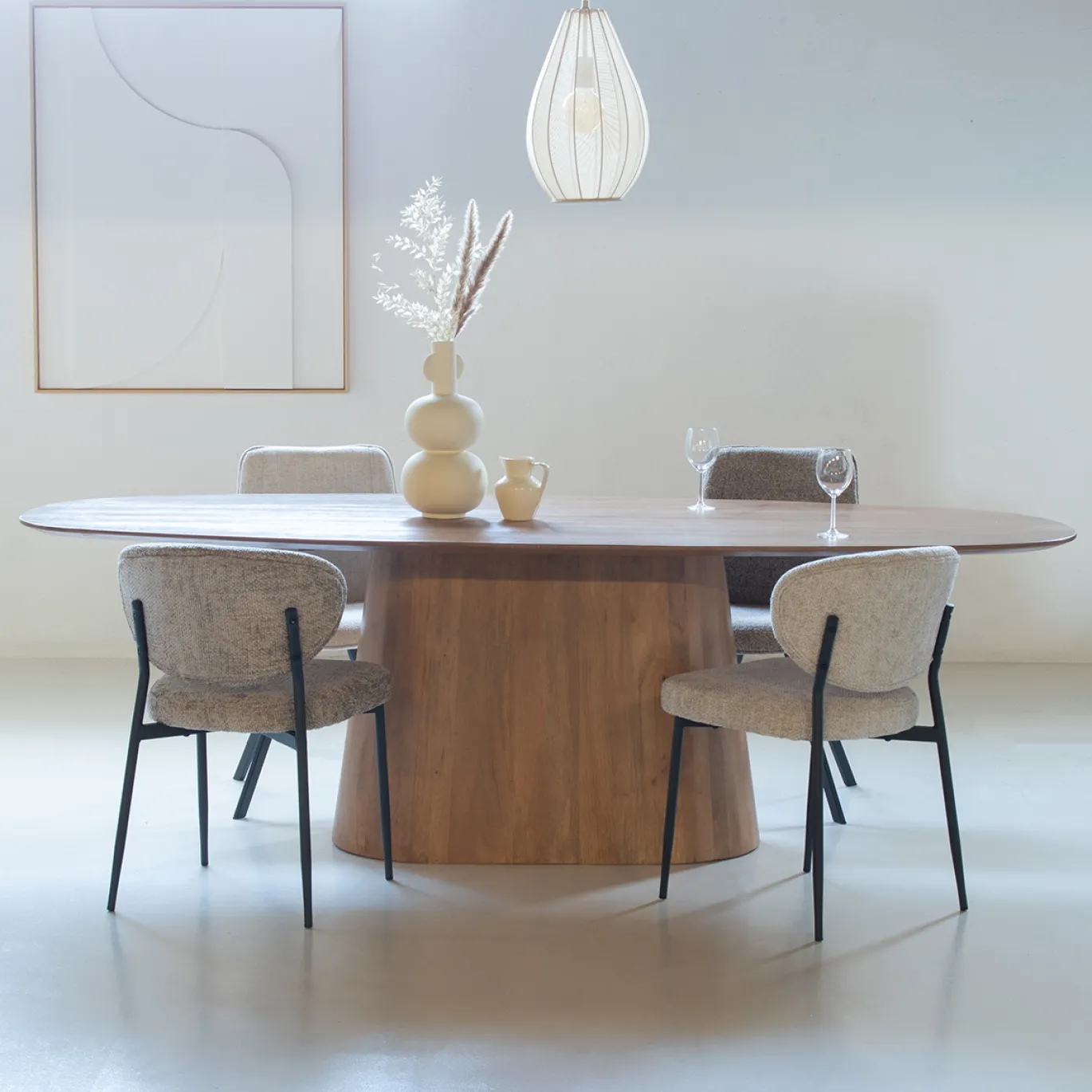Eettafel Stijn Bruin Deens Ovaal 180cm - Giga Meubel