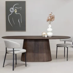 Eettafel Stijn Walnoot Deens Ovaal 180cm - Giga Meubel