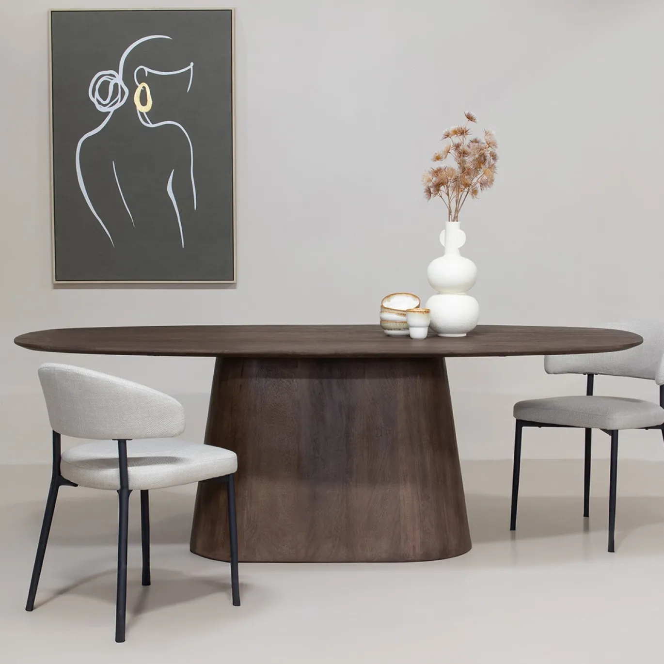 Eettafel Stijn Walnoot Deens Ovaal 180cm - Giga Meubel