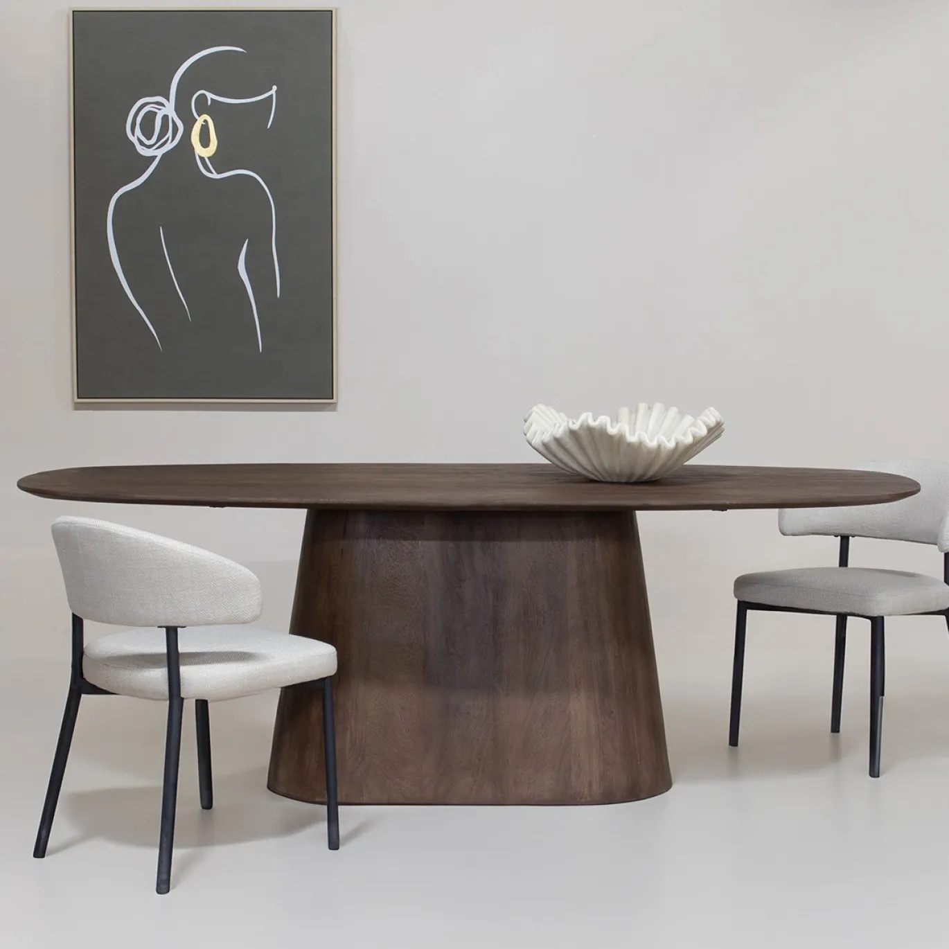 Eettafel Stijn Walnoot Deens Ovaal 180cm - Giga Meubel
