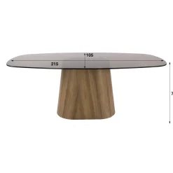 Eettafel Tinto Centro Deens Ovaal 215cm Brons Glas - Giga Meubel